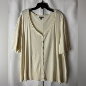 Apt. 9 Womens 3X XXXL cream-colored lightweight short sleeve cardigan